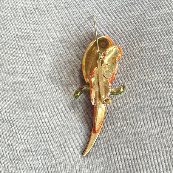 Signed Original by Robert Orange Baby and Mom Parrot Duo Bird Brooch - Picture 3 of 7